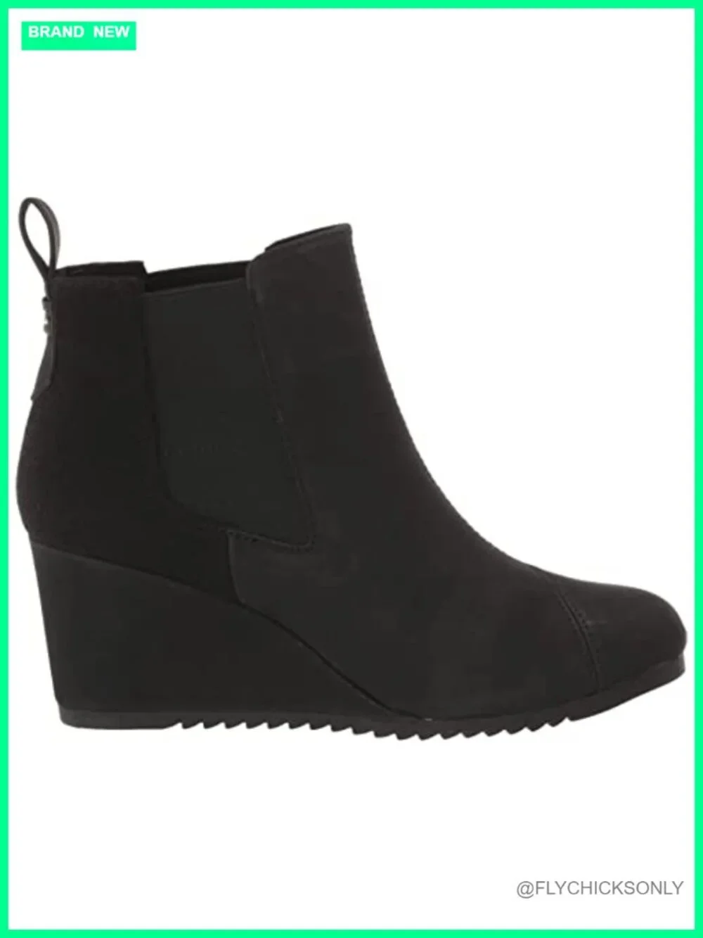 TOMS Bailey Suede Faux Leather Wrapped Wedge Ankle Booties Memory Foam